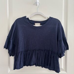 Altar’d State Navy Ruffle Hem Women's Top